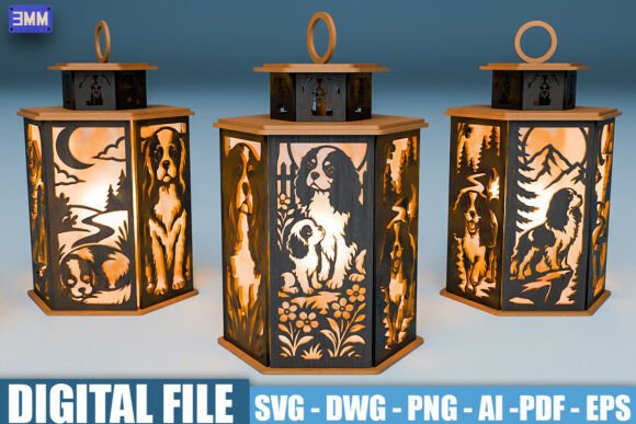 Cavalier King Charles Spaniel Lantern SVG for Web and Print