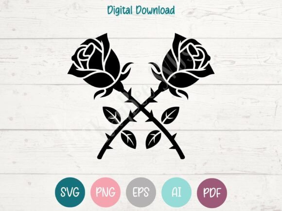 Crossed Roses SVG PNG EPS AI PDF for Crafts and Graphics