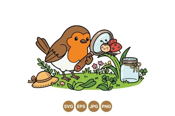 Cute Bird and Ladybug Clipart for Graphics and Illustrations