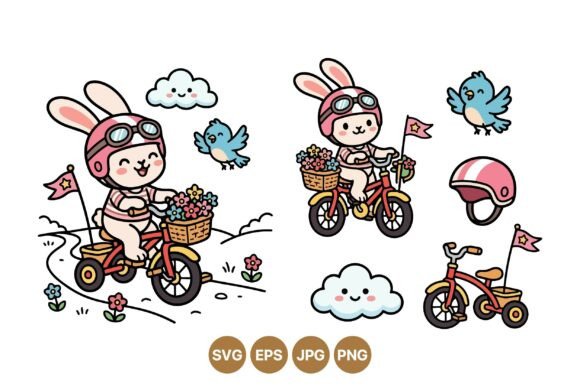 Cute Bunny Bike Riding Clipart Review