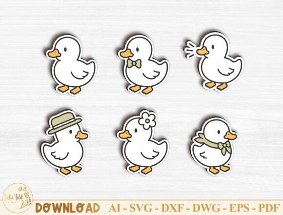 Cute Duck Laser Cut File SVG Bundle for Home Decor