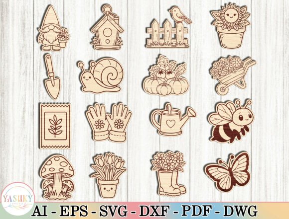 Cute Gardening Clipart for Laser Cutting and Home Decor
