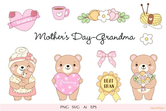 Cute Mother's Day Grandma Bear Clipart