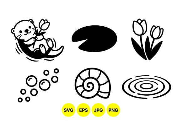 Cute Otter and Nature Clipart for Blog and Website Graphics