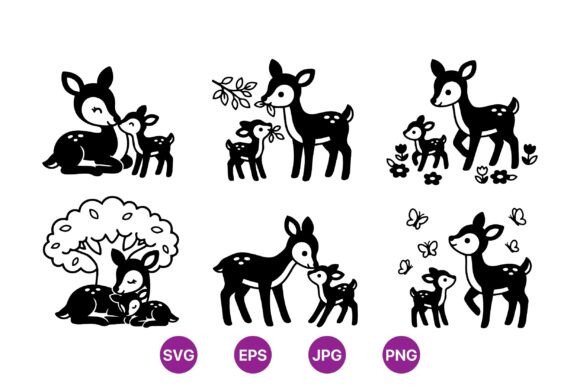 Cute Woodland Deer Clipart Set for Graphics and Illustrations