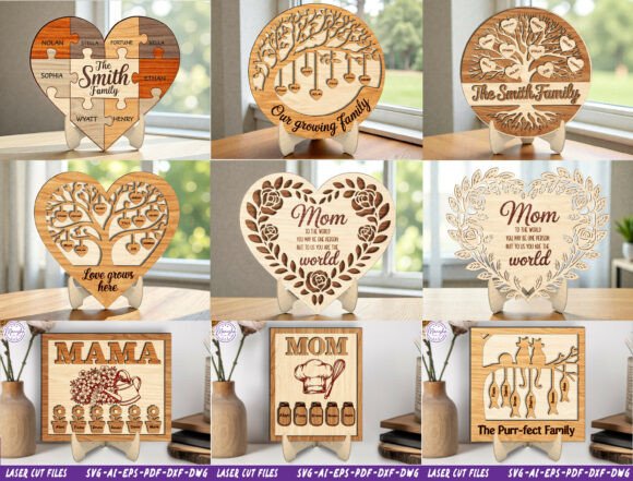 Family Sign Laser Cut Bundle SVG for Mother S Day