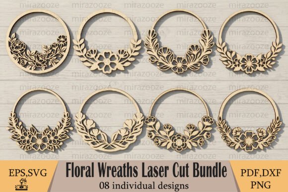 Floral Wreaths Laser Cut Bundle for Wall Decor