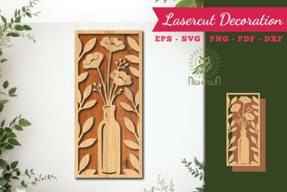 Flowers in Bottle Laser Cut Wall Decor