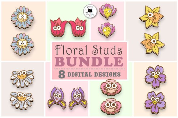 Funny Flowers Earring Studs Laser Cut for Spring Amp Projects