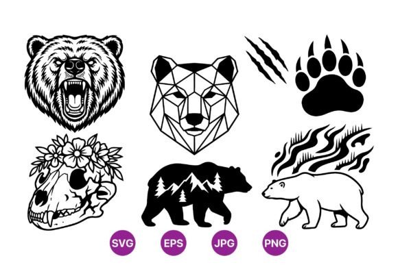 Geometric Bear Vector Clipart for Bold Marketing Graphics