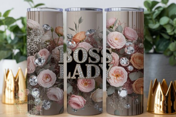 Glam Boss Lady Roses Tumbler Wrap Graphics