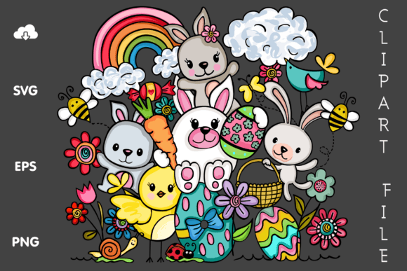 Kawaii Easter and Spring Elements SVG for Crafting