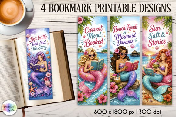 Mermaid Reader Printable Bookmarks for Crafts and Graphics