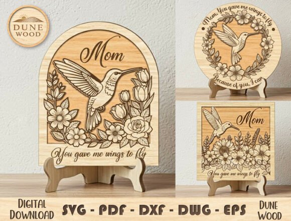 Mom Hummingbird Laser Cut File for Mother S Day