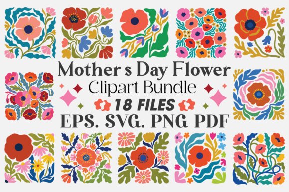 Mother’s Day Flower Clipart Bundle for Graphics and Illustrations