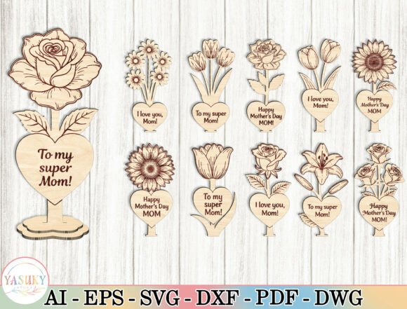 Mother’s Day Flower SVG Bundle for Laser Cutting