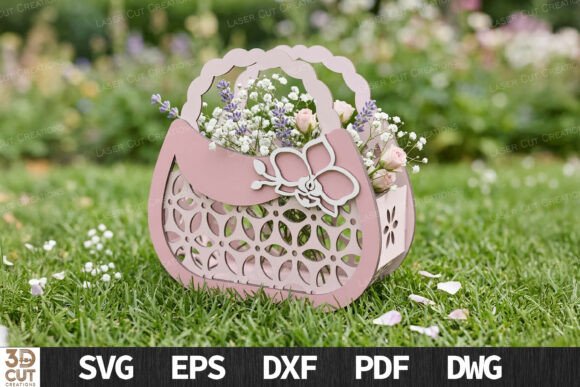 Orchid Purse Basket Laser Cut for Home Decor