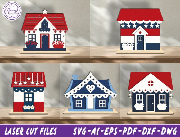 Patriotic House Laser Cut SVG Bundle for Celebrations