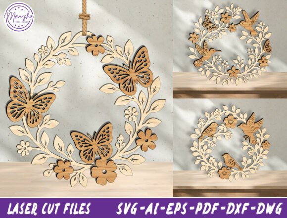Personalized Floral Wreath SVG Bundle for Laser Cutting Home Decor