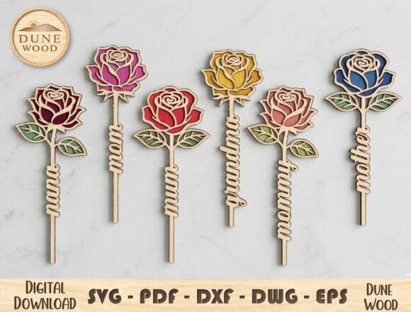 Rose Mom Flower Laser Cut File for Mother S Day