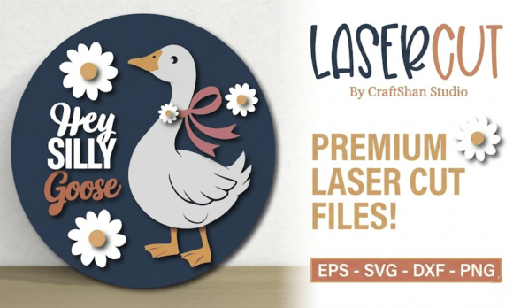 Silly Goose with Flowers Summer Design for Laser Cutting