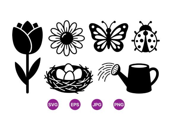 Spring Garden Silhouette SVG Set for Illustrations and Graphics