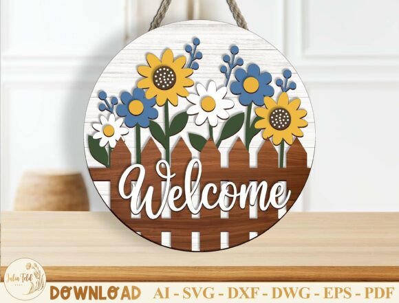 Spring Summer Door Hanger Laser Cut File for Handmade Projects