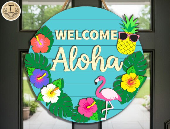 Tropical Door Sign SVG for Laser Cutting and Summer Projects