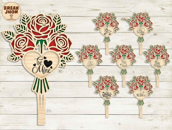 Valentine Rose Heart SVG Bundle for Laser Cutting Projects